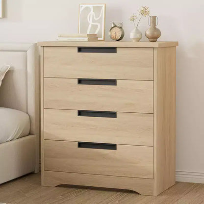 Cassettiera a quattro cassetti con maniglia integrata, mobiletto in legno, salvaspazio, adatto per soggiorni e corridoi.