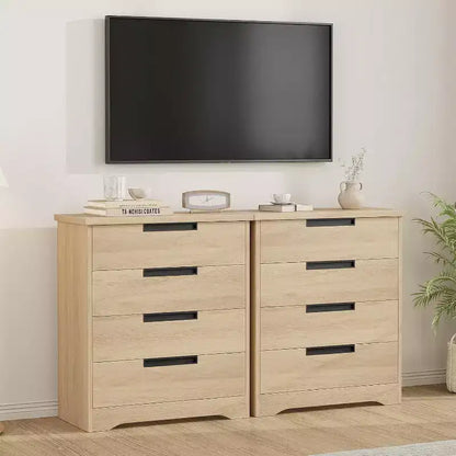 Cassettiera a quattro cassetti con maniglia integrata, mobiletto in legno, salvaspazio, adatto per soggiorni e corridoi.