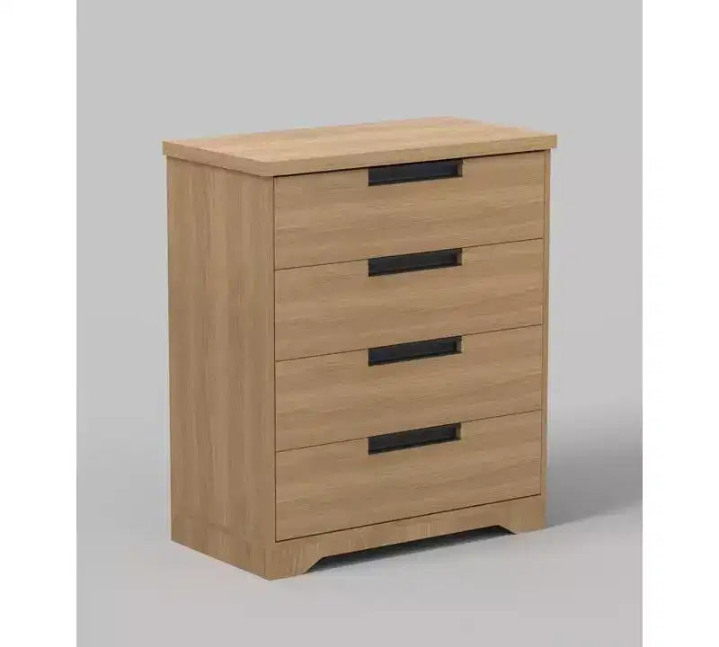 Cassettiera a quattro cassetti con maniglia integrata, mobiletto in legno, salvaspazio, adatto per soggiorni e corridoi.