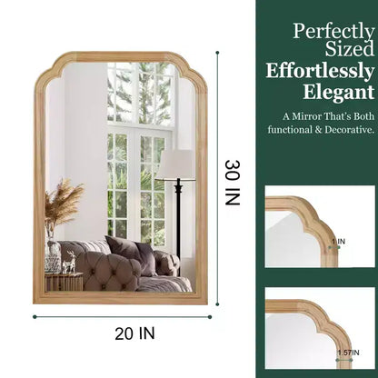 Specchio da parete con cornice in legno massello con angoli arrotondati 50x75 cm, stile rustico moderno per camera da letto e bagno