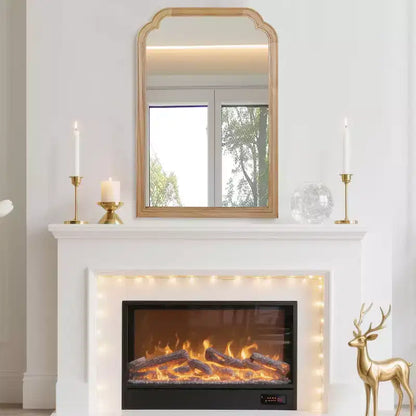 Specchio da parete con cornice in legno massello con angoli arrotondati 50x75 cm, stile rustico moderno per camera da letto e bagno