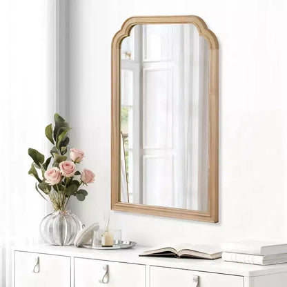 Specchio da parete con cornice in legno massello con angoli arrotondati 50x75 cm, stile rustico moderno per camera da letto e bagno