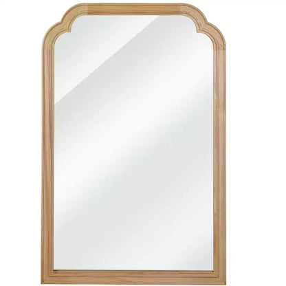 Specchio da parete con cornice in legno massello con angoli arrotondati 50x75 cm, stile rustico moderno per camera da letto e bagno