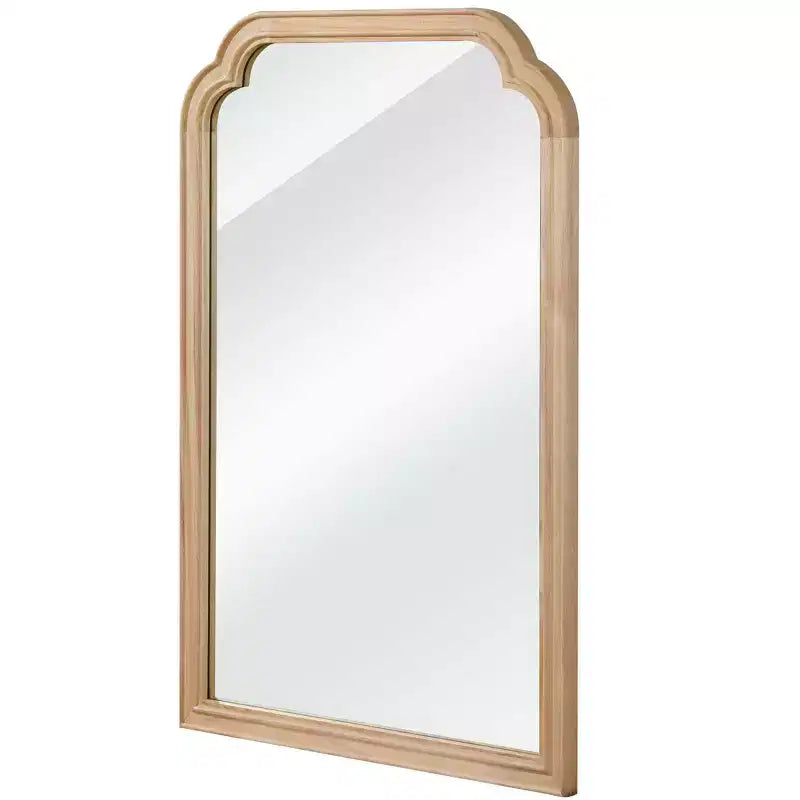 Specchio da parete con cornice in legno massello con angoli arrotondati 50x75 cm, stile rustico moderno per camera da letto e bagno