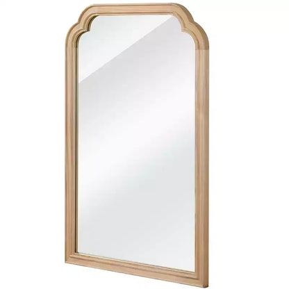 Specchio da parete con cornice in legno massello con angoli arrotondati 50x75 cm, stile rustico moderno per camera da letto e bagno