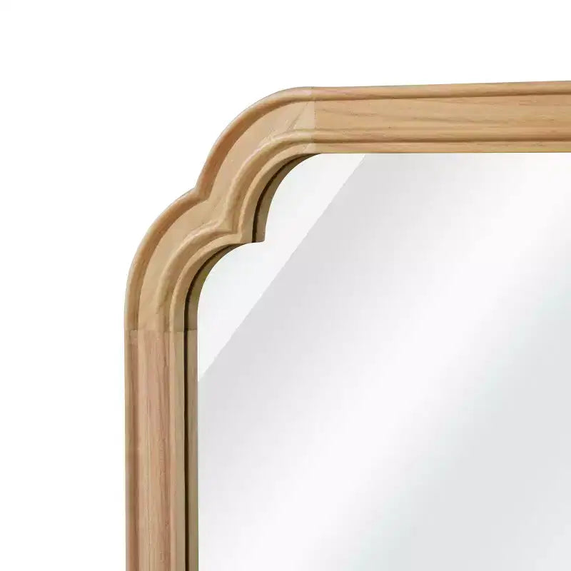 Specchio da parete con cornice in legno massello con angoli arrotondati 50x75 cm, stile rustico moderno per camera da letto e bagno