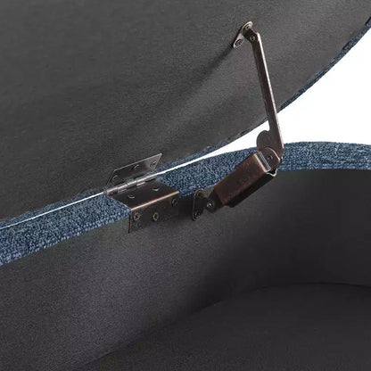 Panca contenitore ovale imbottita con coperchio trapuntato, tessuto in velluto, gambe in legno per camera da letto