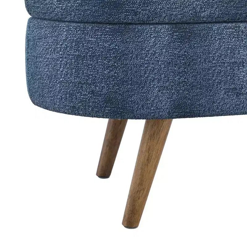 Panca contenitore ovale imbottita con coperchio trapuntato, tessuto in velluto, gambe in legno per camera da letto