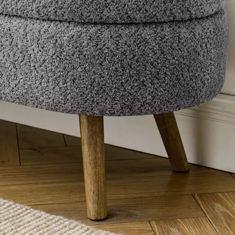 Panca contenitore ovale imbottita con coperchio trapuntato, tessuto in velluto, gambe in legno per camera da letto