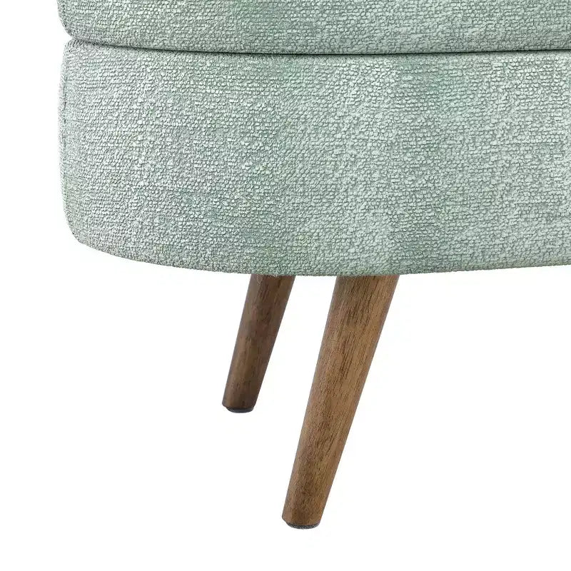 Panca contenitore ovale imbottita con coperchio trapuntato, tessuto in velluto, gambe in legno per camera da letto