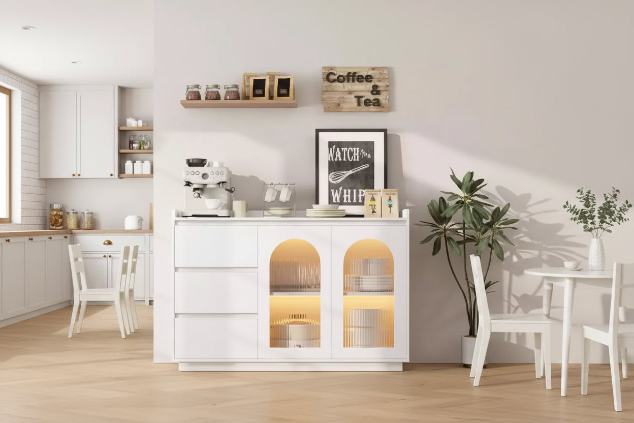 Durable Wood Composite Wood Composite Sideboard Long , Elegant Glass Design,