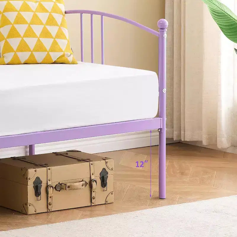 Lettino da giorno singolo con letto estraibile, divano letto con struttura in metallo per soggiorno e camere degli ospiti