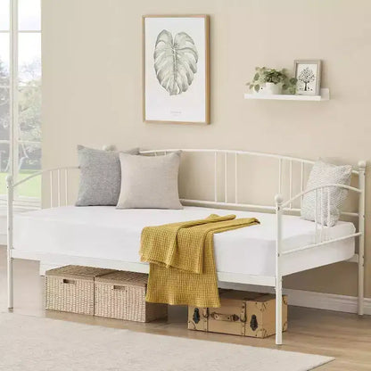Lettino da giorno singolo con letto estraibile, divano letto con struttura in metallo per soggiorno e camere degli ospiti