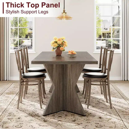 Tavolo da Pranzo Rettangolare per 6 Persone 180cm, Stile Rustico Vintage con Gambe a V