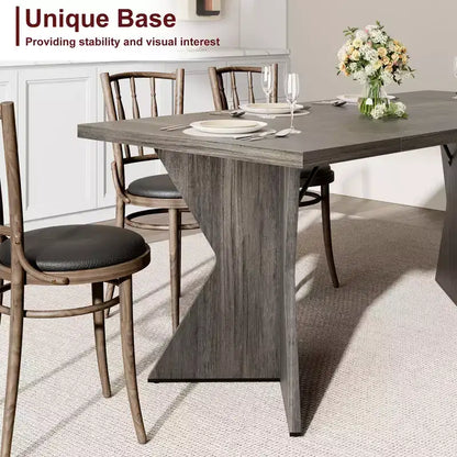 Tavolo da Pranzo Rettangolare per 6 Persone 180cm, Stile Rustico Vintage con Gambe a V