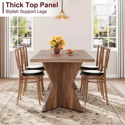 Tavolo da Pranzo Rettangolare per 6 Persone 180cm, Stile Rustico Vintage con Gambe a V