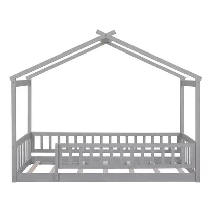 Struttura letto in legno per materasso singolo/una piazza e mezza, lettino a forma di casetta con recinzione per bambini/e, ragazzi/e