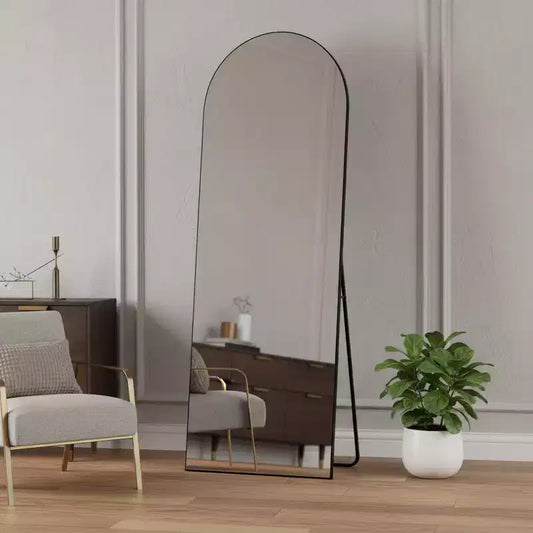 Specchio intero con arco in metallo nero 170 cm, da terra o da parete, infrangibile