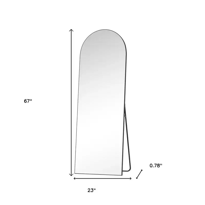 Specchio intero con arco in metallo nero 170 cm, da terra o da parete, infrangibile