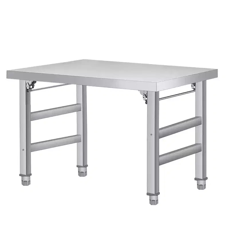 60 x 24 Stainless Steel Folding Table - 520 LBS Commercial Foldable Prep Table, Open Base Worktable with Adjustable Undershelf and Feet