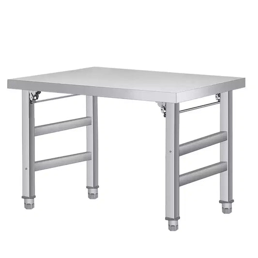 60 x 24 Stainless Steel Folding Table - 520 LBS Commercial Foldable Prep Table, Open Base Worktable with Adjustable Undershelf and Feet