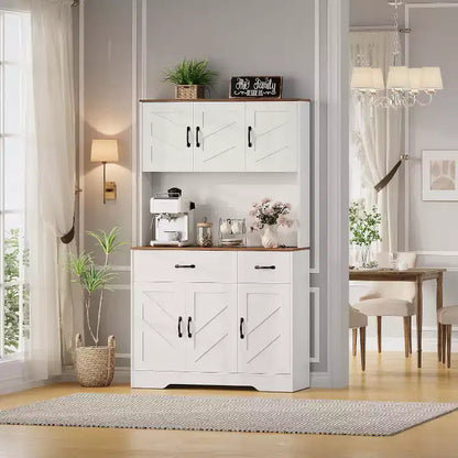 71 Dispensa con Stazione di Ricarica, Mobile Dispensa da Cucina con Cassetti e Piano di Lavoro, Mobile Dispensa da Cucina Stile Rustico
