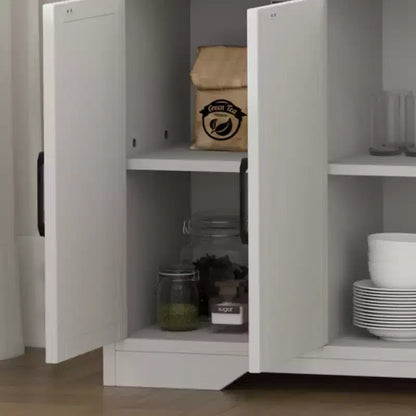 Credenza a 4 ante, mobile contenitore moderno in stile fattoria, credenza grande e moderna in legno in stile fattoria