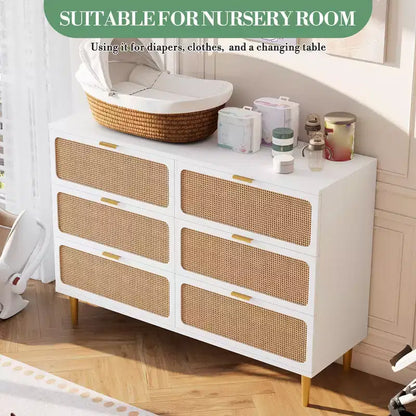 Comò in rattan per la camera da letto, cassettiere spaziose per l'armadio, adatte per il soggiorno, l'ingresso e la camera dei bambini.