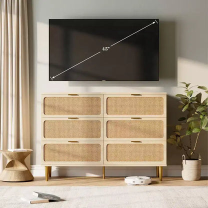 Comò in rattan per la camera da letto, cassettiere spaziose per l'armadio, adatte per il soggiorno, l'ingresso e la camera dei bambini.