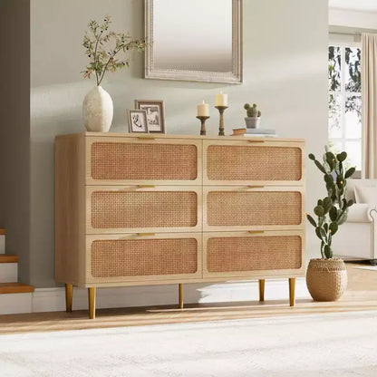 Comò in rattan per la camera da letto, cassettiere spaziose per l'armadio, adatte per il soggiorno, l'ingresso e la camera dei bambini.
