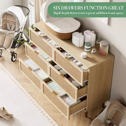 Comò in rattan per la camera da letto, cassettiere spaziose per l'armadio, adatte per il soggiorno, l'ingresso e la camera dei bambini.