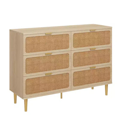Rattan chest of drawers for the bedroom, wide-top storage cabinets for the wardrobe, suitable for the living room, hallway, and children's room.