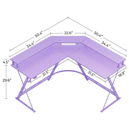 Scrivania da Gaming a L da 128 cm con Luci LED, Prese di Corrente, Supporto Monitor e Gancio per Cuffie