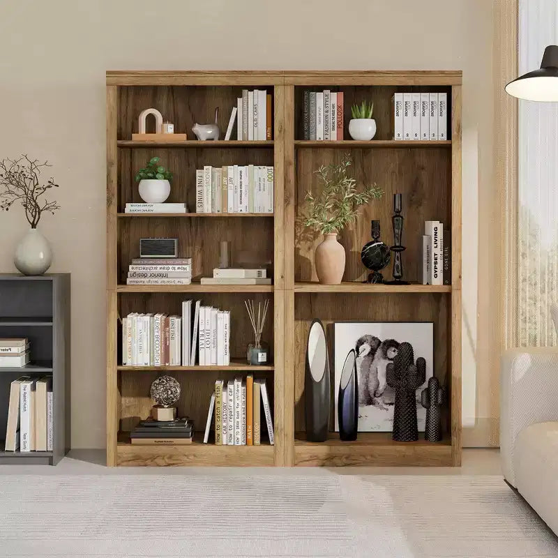 Libreria aperta a 5 ripiani da 180 cm per ufficio, design antiribaltamento, scaffale da esposizione a pavimento