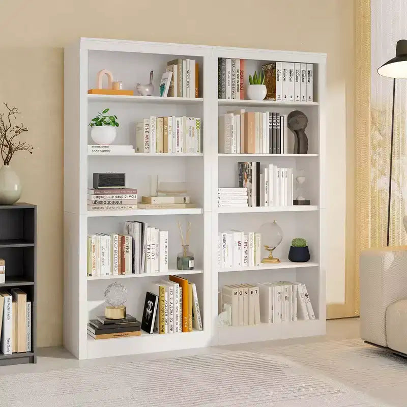 Libreria aperta a 5 ripiani da 180 cm per ufficio, design antiribaltamento, scaffale da esposizione a pavimento