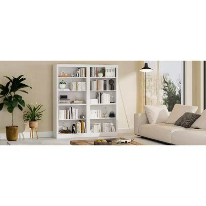 Libreria aperta a 5 ripiani da 180 cm per ufficio, design antiribaltamento, scaffale da esposizione a pavimento