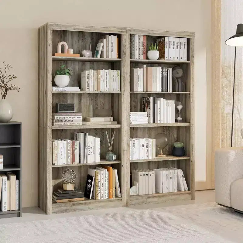 Libreria aperta a 5 ripiani da 180 cm per ufficio, design antiribaltamento, scaffale da esposizione a pavimento