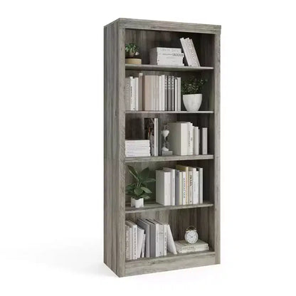 Libreria aperta a 5 ripiani da 180 cm per ufficio, design antiribaltamento, scaffale da esposizione a pavimento