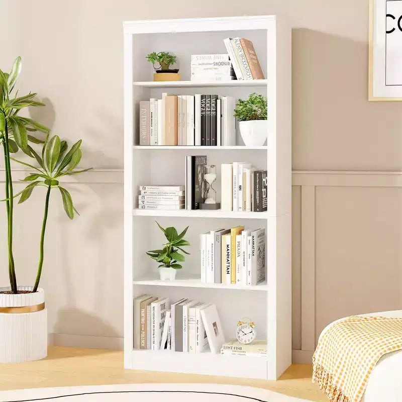 Libreria aperta a 5 ripiani da 180 cm per ufficio, design antiribaltamento, scaffale da esposizione a pavimento