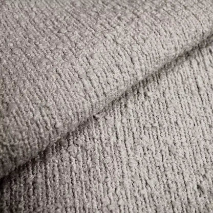 Sgabello da bar moderno da 79 cm con poggiapiedi, tessuto bouclé grigio, struttura in legno di gomma