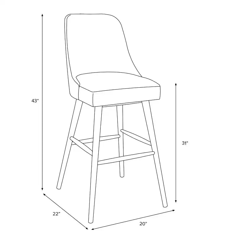 Sgabello da bar moderno da 79 cm con poggiapiedi, tessuto bouclé grigio, struttura in legno di gomma
