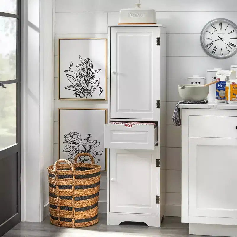 Dispensa da cucina Brighton, MDF bianco, 2 ante, 1 cassetto, ripiani regolabili