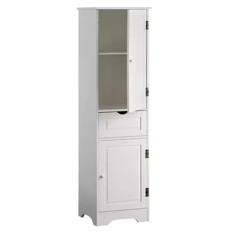 Dispensa da cucina Brighton, MDF bianco, 2 ante, 1 cassetto, ripiani regolabili