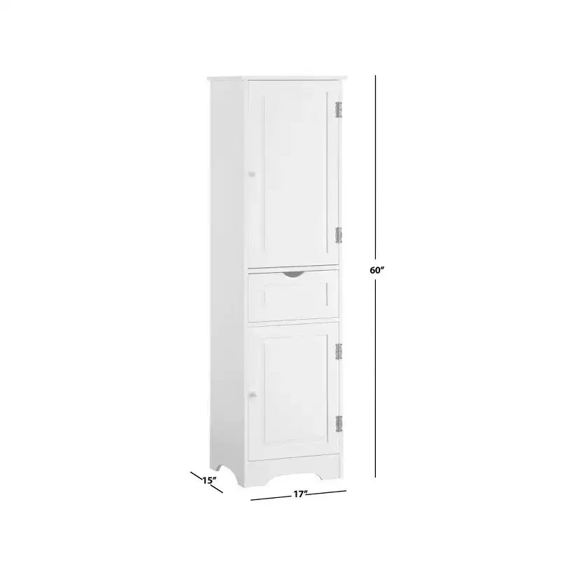 Dispensa da cucina Brighton, MDF bianco, 2 ante, 1 cassetto, ripiani regolabili